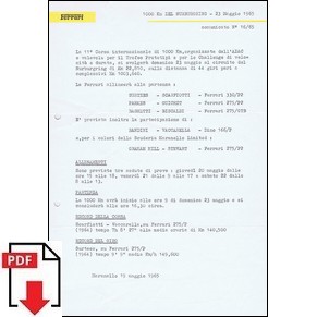 1965 Ferrari press release n°16/65 1000 km del Nurburgring (Comunicato stampa) PDF (it)